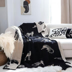 SOGA Black Cream Animal Print Throw Blanket 130x180cm Polyester-1
