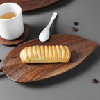 Set of 2 Walnut Leaf-Shaped Wooden Trays