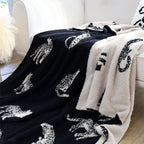 SOGA Black Cream Animal Print Throw Blanket 130x180cm Polyester-2