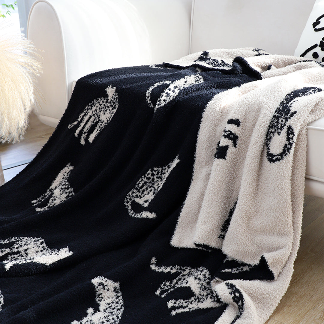 SOGA Black Cream Animal Print Throw Blanket 130x180cm Polyester-2