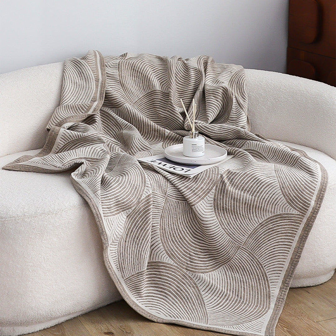 SOGA Beige Geometric Swirl Throw Blanket 130x180cm Polyester-2