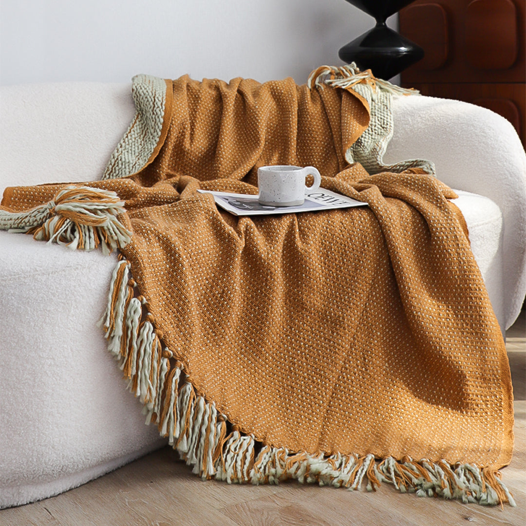 Mustard Tassel Throw