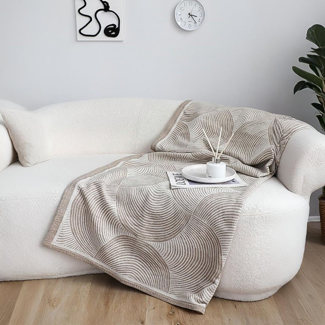 SOGA Beige Geometric Swirl Throw Blanket 130x180cm Polyester-3