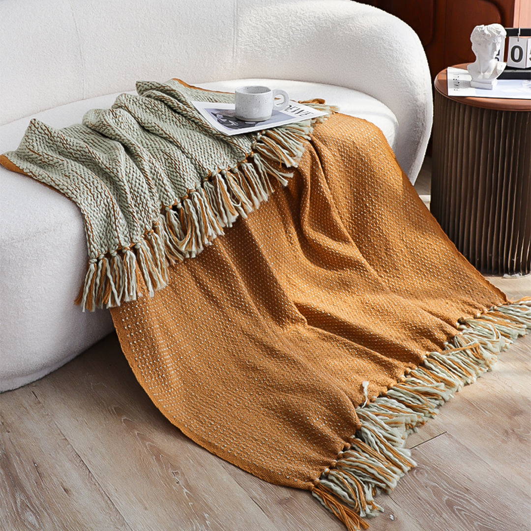 Mustard Tassel Throw