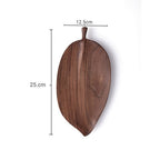 Set of 2 Walnut Leaf-Shaped Wooden Trays