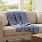 SOGA 230x200cm Dusty Blue Flannel Polyester Throw Blanket-1