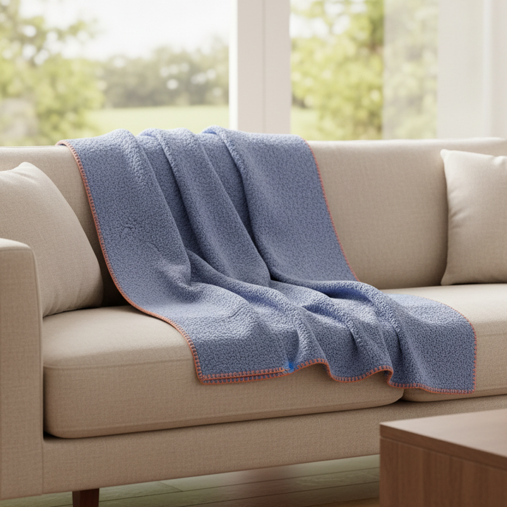 SOGA 230x200cm Dusty Blue Flannel Polyester Throw Blanket-1