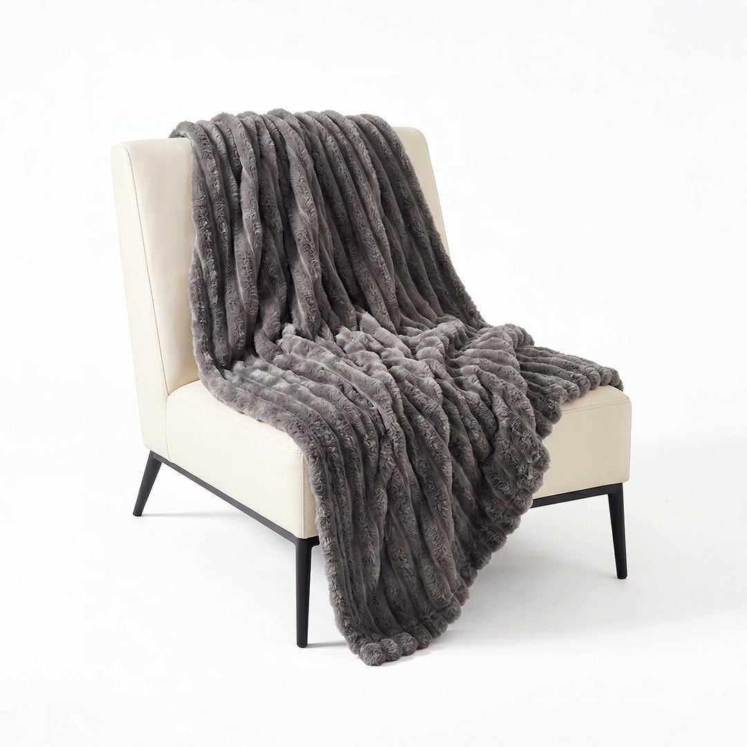 Stone Velour Throw Blanket