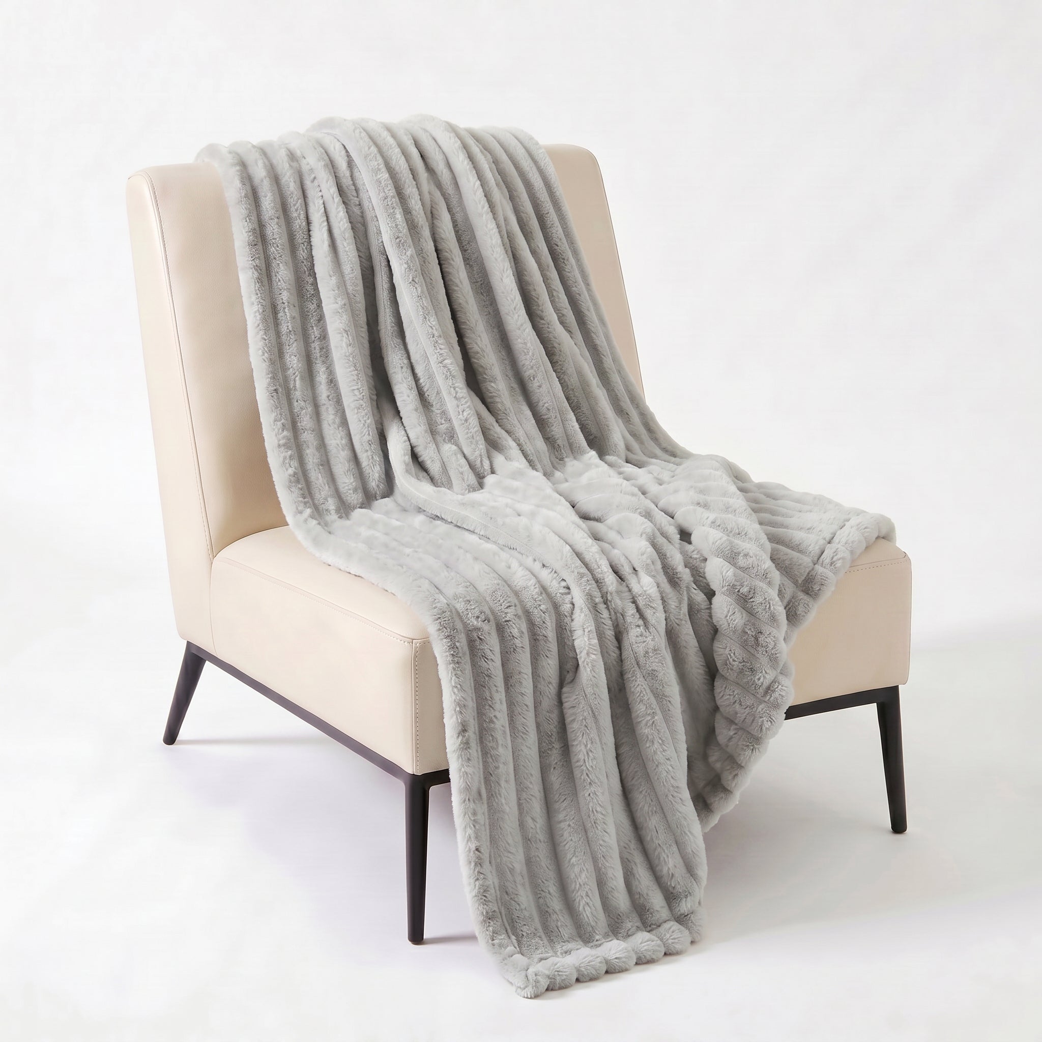 Silver Velour Throw Blanket