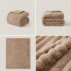 SOGA 230x200cm Light Coffee Flannel Polyester Throw Blanket-1