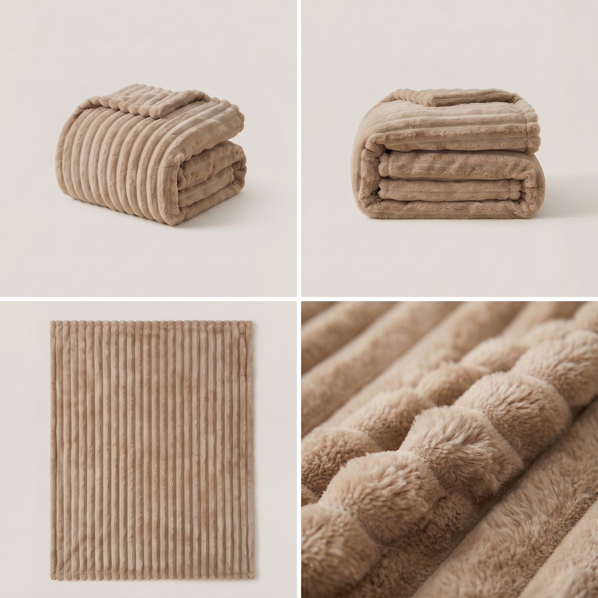 SOGA 230x200cm Light Coffee Flannel Polyester Throw Blanket-1
