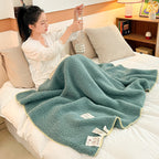 SOGA 230x200cm Grayish-green Flannel Polyester Throw Blanket-1