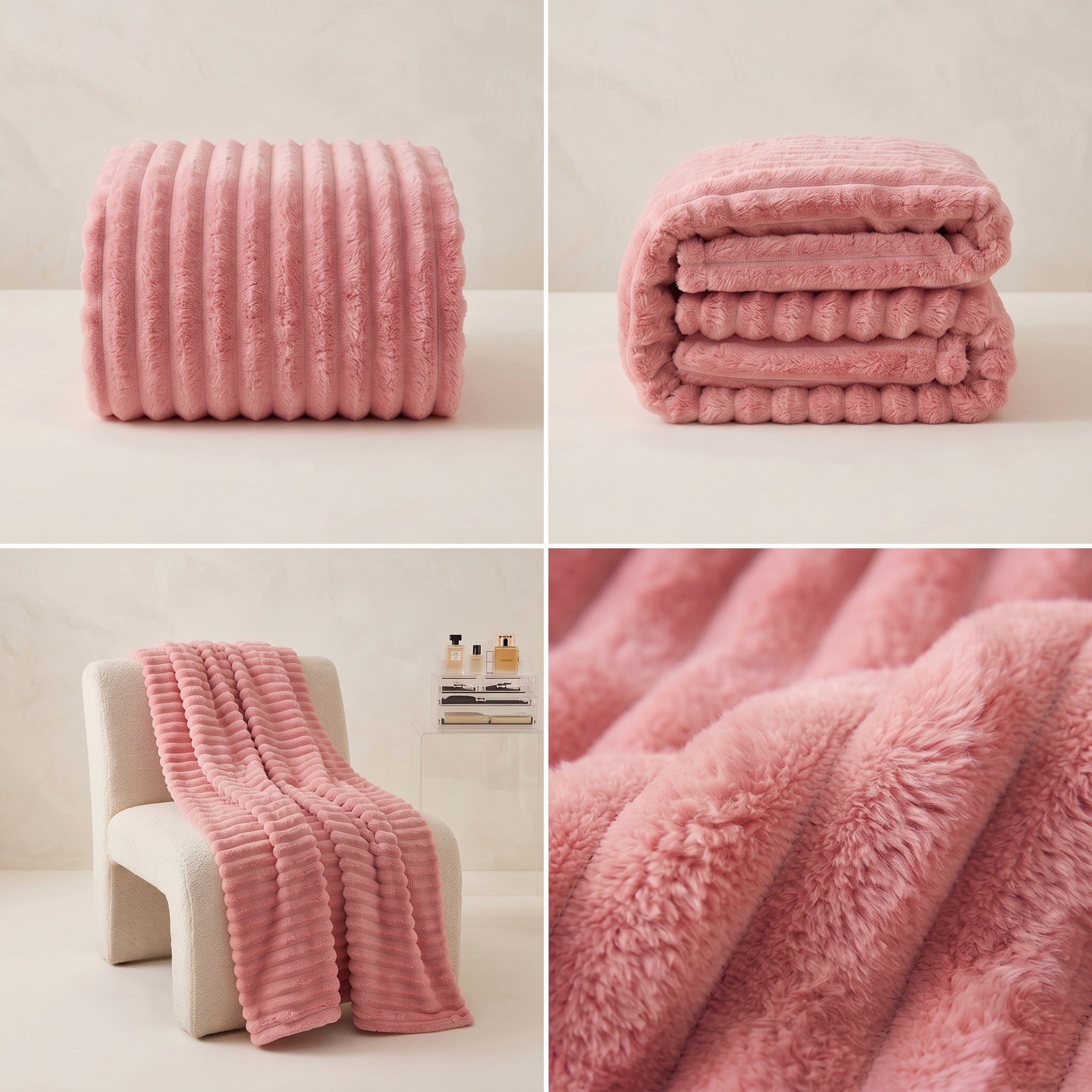 Blush Velour Throw Blanket