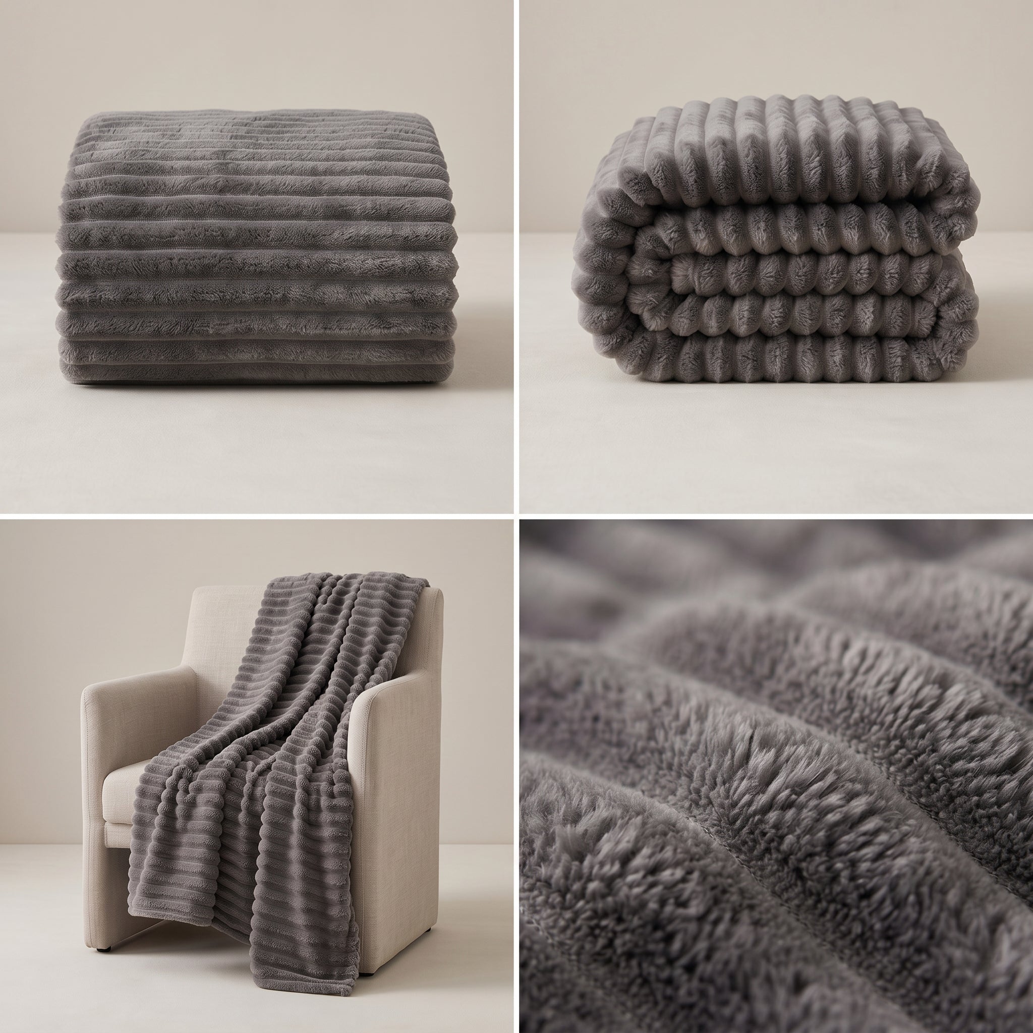 Stone Velour Throw Blanket