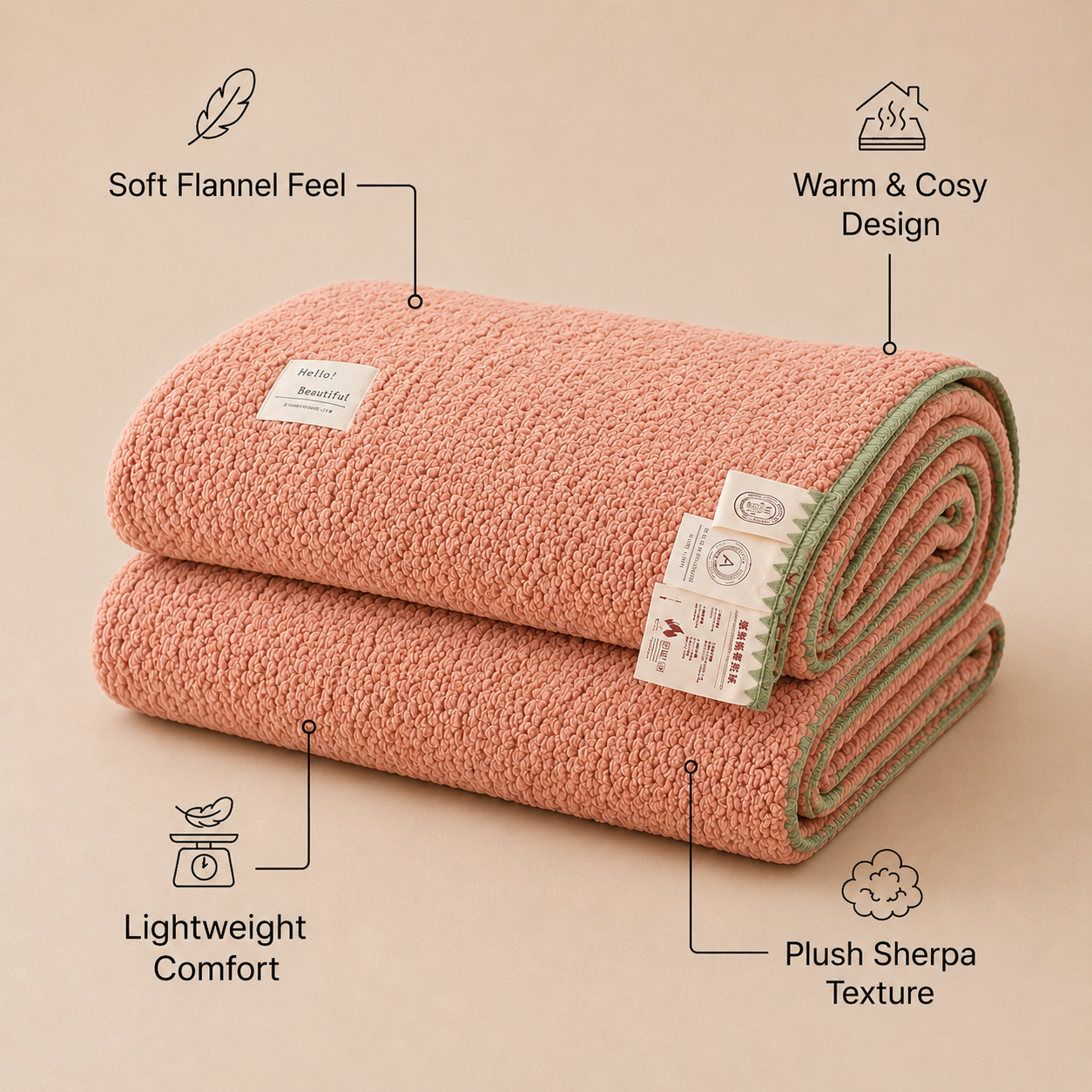 Blush Flannel Throw Blanket