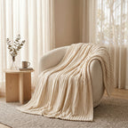 Ivory Velour Throw Blanket