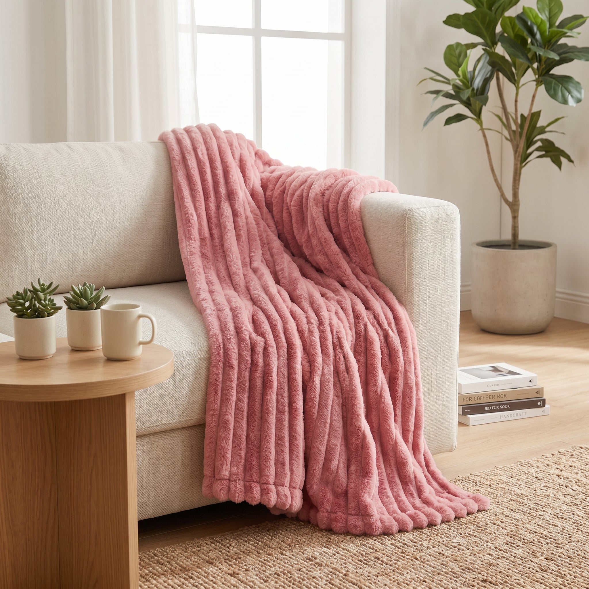 Blush Velour Throw Blanket