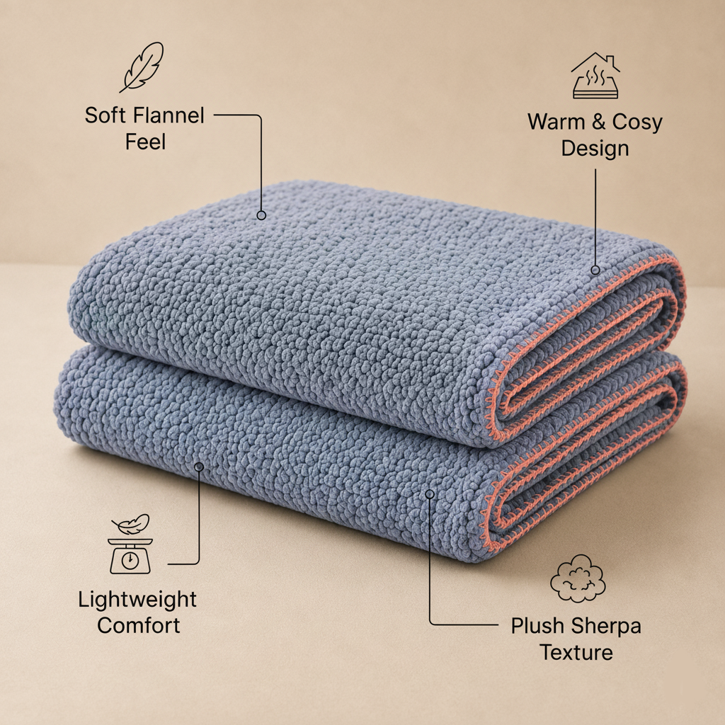 SOGA 230x200cm Dusty Blue Flannel Polyester Throw Blanket-3