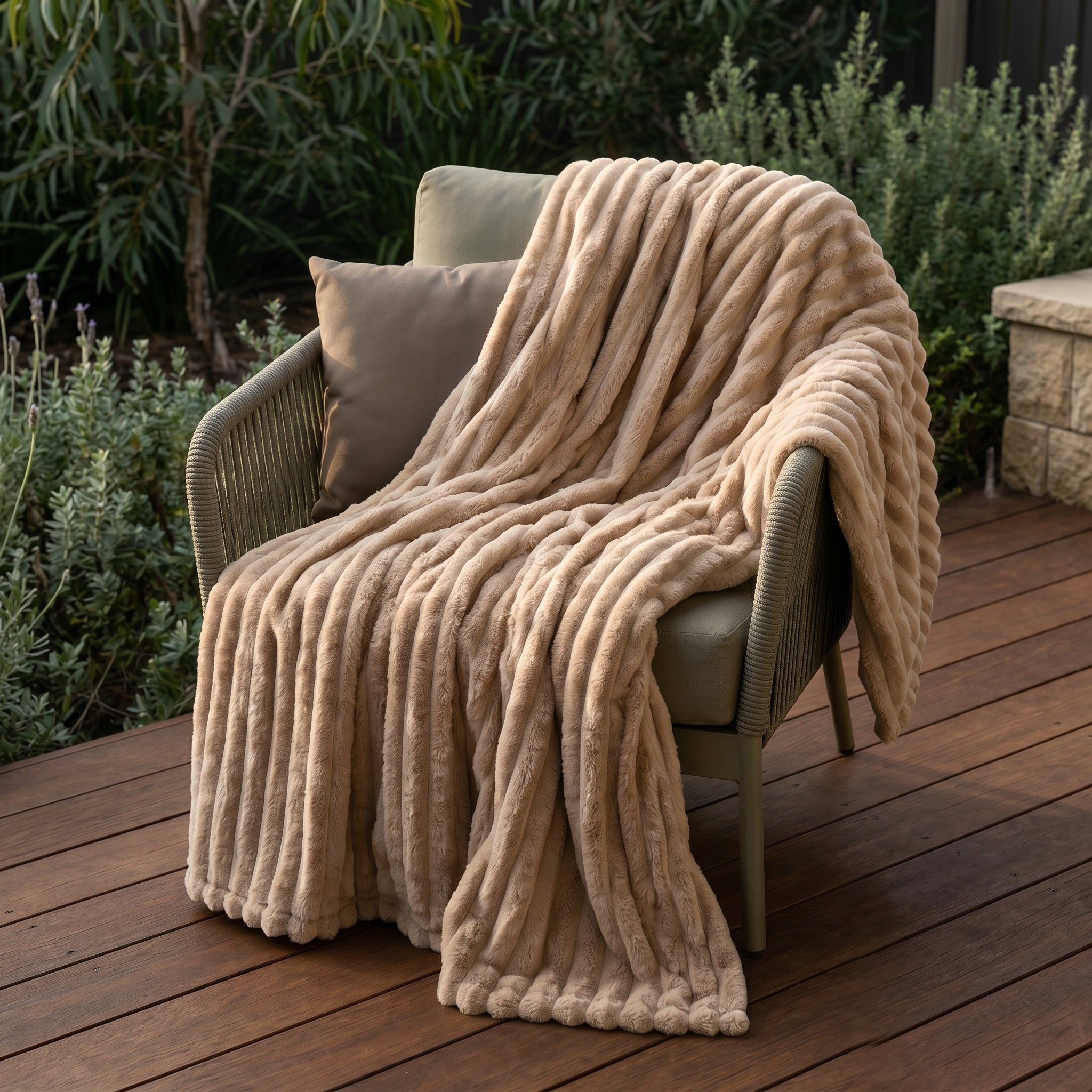 SOGA 230x200cm Light Coffee Flannel Polyester Throw Blanket-3
