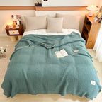 SOGA 230x200cm Grayish-green Flannel Polyester Throw Blanket-3