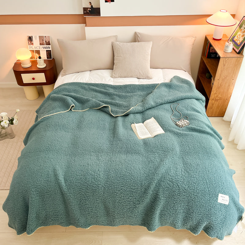 SOGA 230x200cm Grayish-green Flannel Polyester Throw Blanket-3