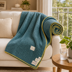 SOGA 230x200cm Grayish-green Flannel Polyester Throw Blanket-4