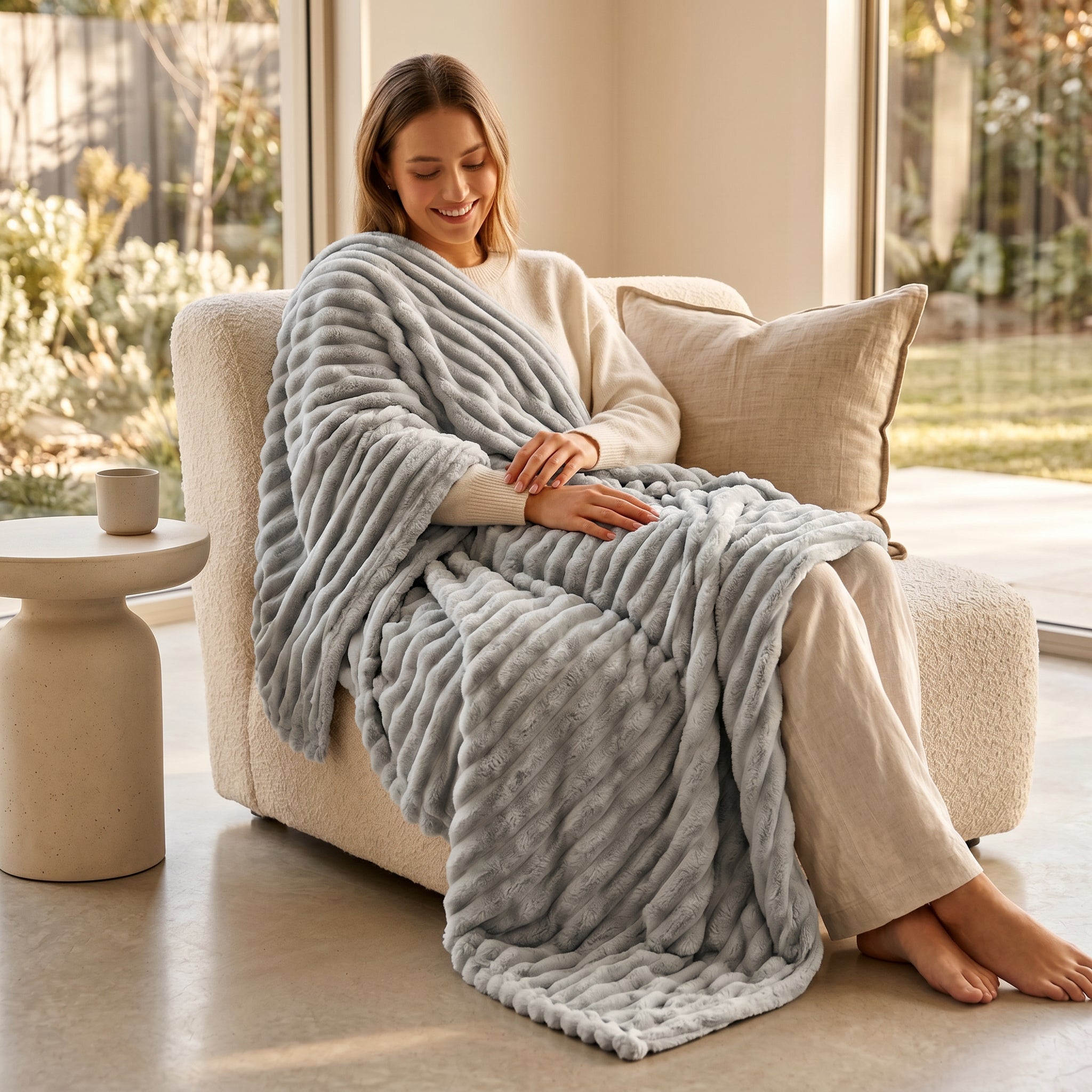 Silver Velour Throw Blanket