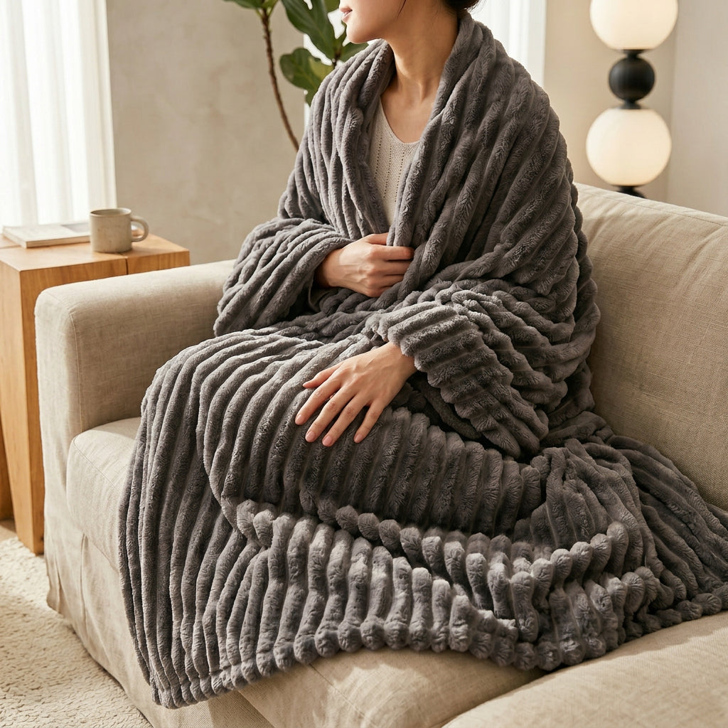 Stone Velour Throw Blanket