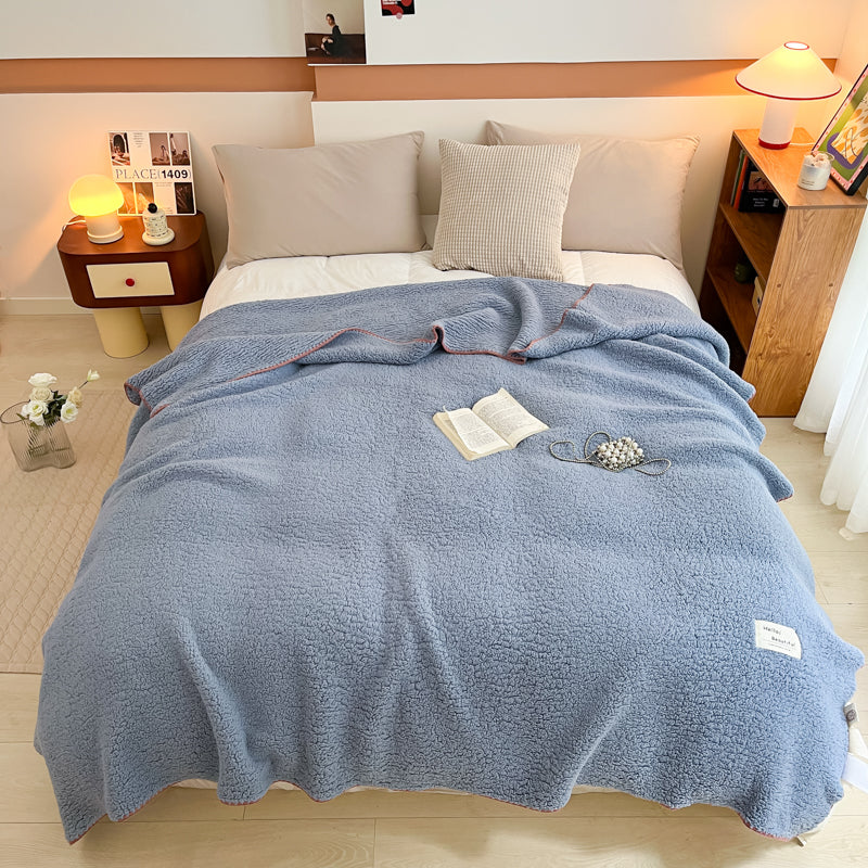 SOGA 230x200cm Dusty Blue Flannel Polyester Throw Blanket-4