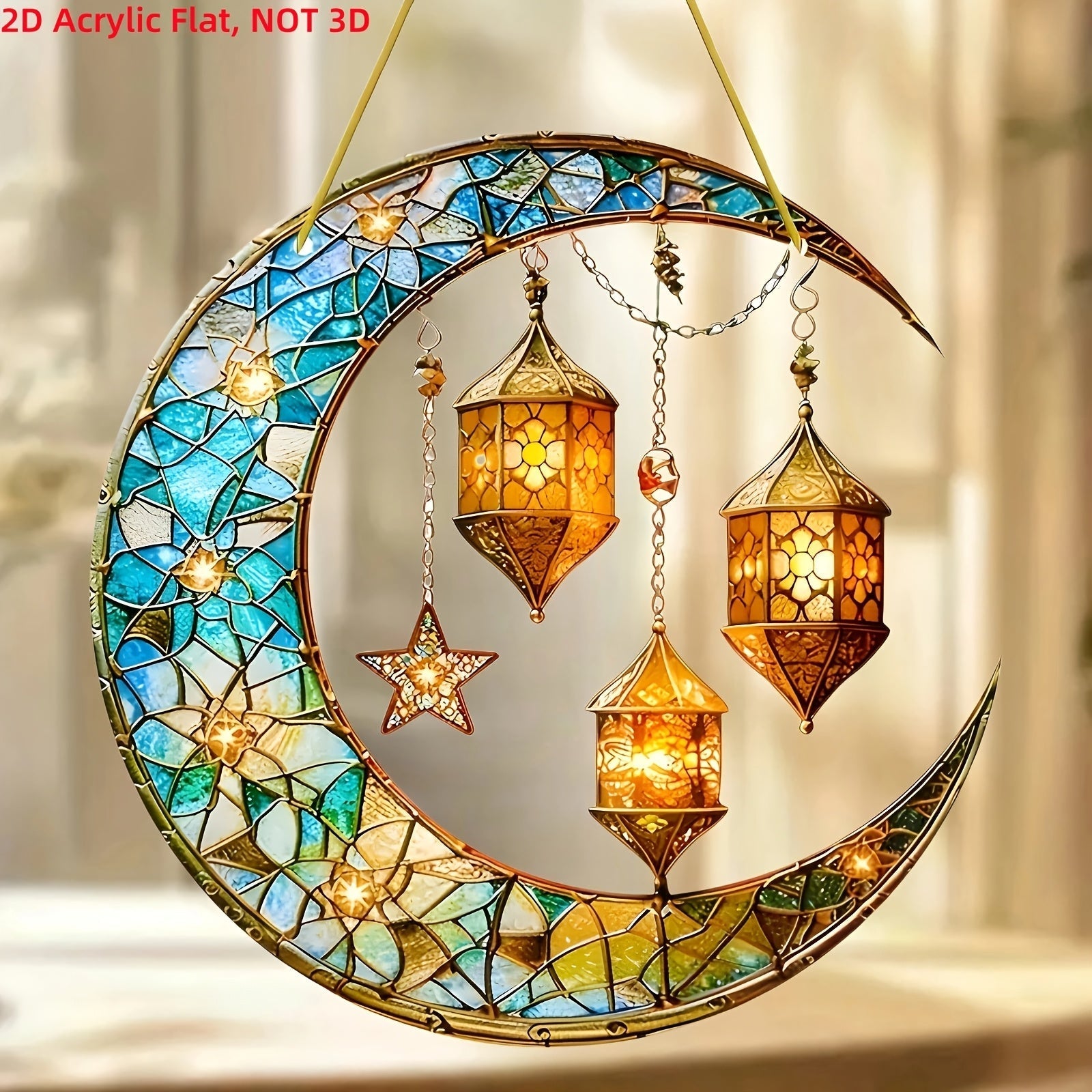 2D Flat Acrylic Ramadan Sun Catcher Hanging Ornament-4