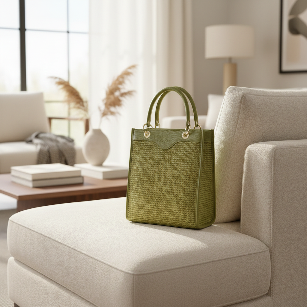 Amalfi Glow – The Sunlit Vertical Handbag - Pistachio