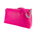 RB1025BE  | Aria – Italian Leather Handbag with Double Zip & Chain Handle - Fuchsia - Dimensioni: cm 26 x 14 x 9-2