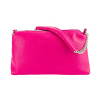 RB1025BE  | Aria – Italian Leather Handbag with Double Zip & Chain Handle - Fuchsia- Dimensioni: cm 26 x 14 x 9-3