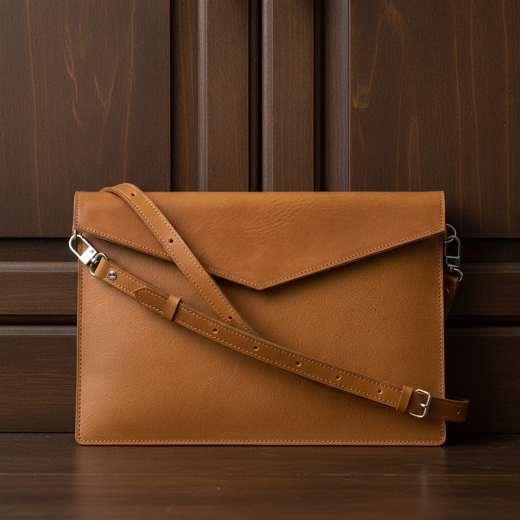 Aurelia Leather Bag for iPad with adjustable strap-0