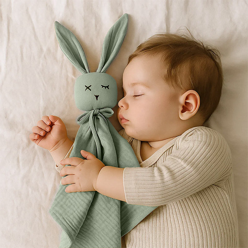 doudou lange vert coton biologique lapin papate