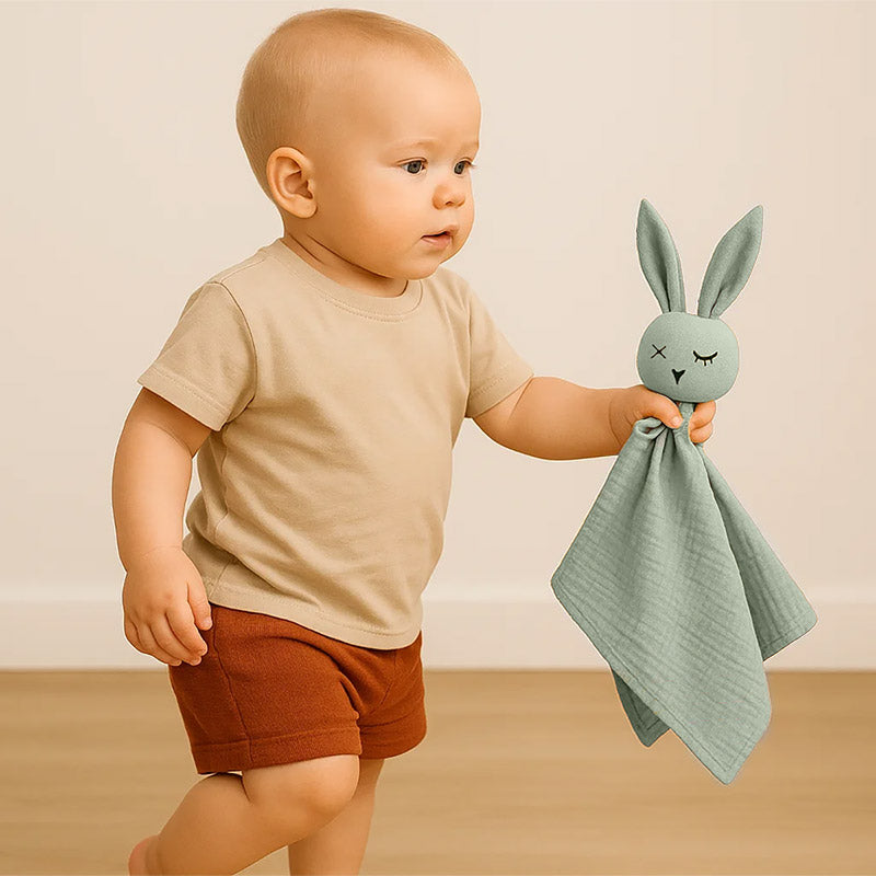 doudou lange coton biologique lapin GOTS vert