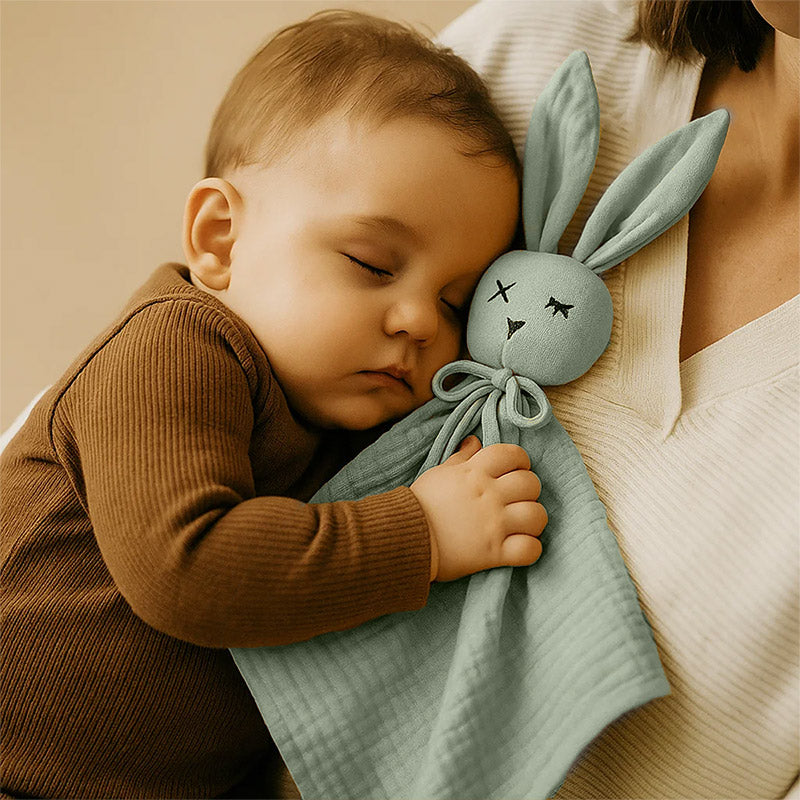 doudou peluche coton biologique lapin GOTS vert