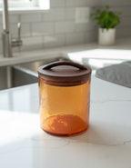 Caldera Hammered Glass Canisters with Wood Lid - Medium