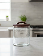 Caldera Hammered Glass Canisters with Wood Lid - Medium