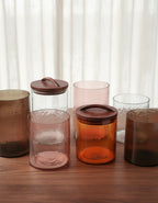 Caldera Hammered Glass Canisters with Wood Lid - Medium