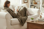 Caribbean Chevron Knitted Throw - Brown Tones