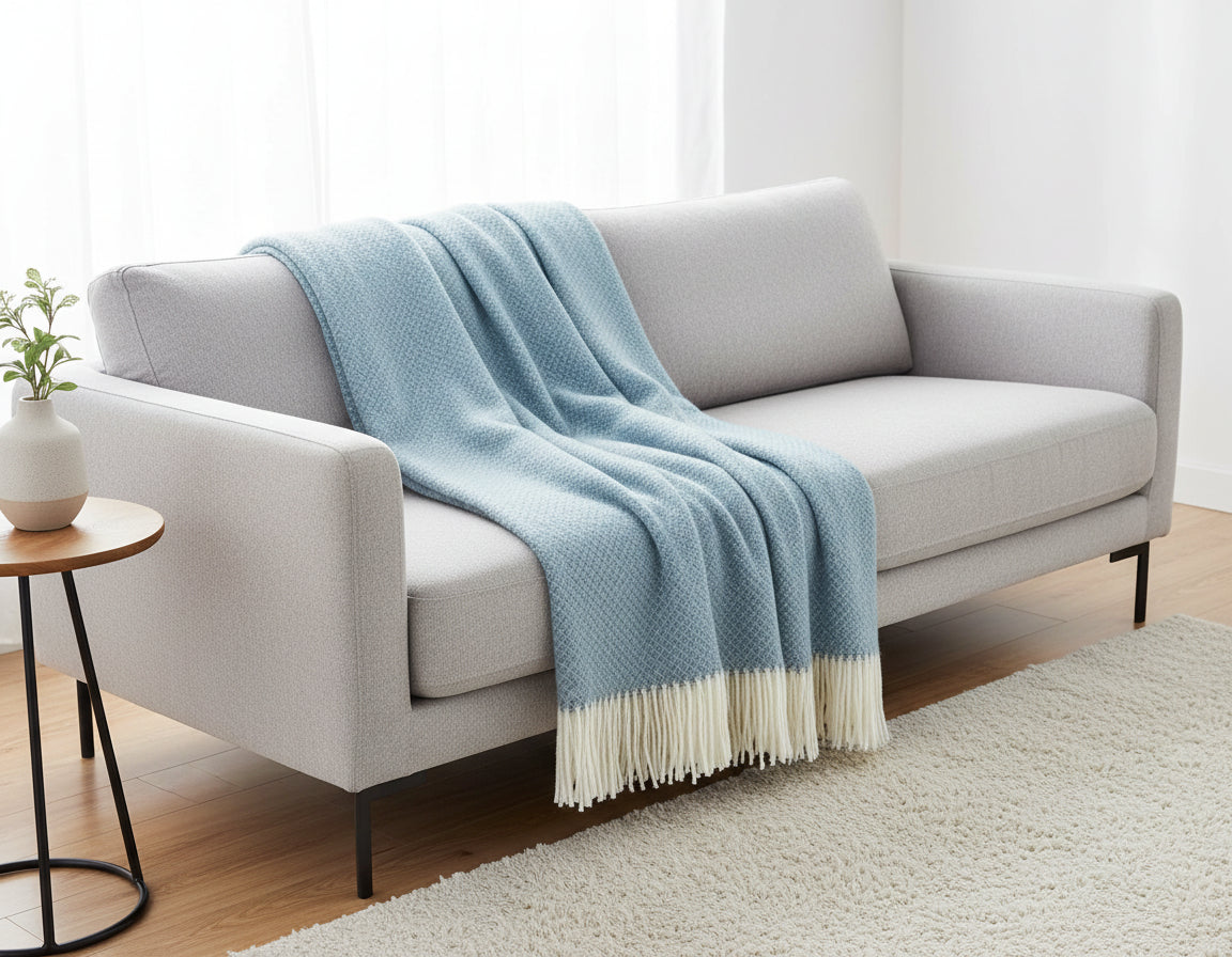 Chiswick Cashmere & Merino Wool Throw - Blue