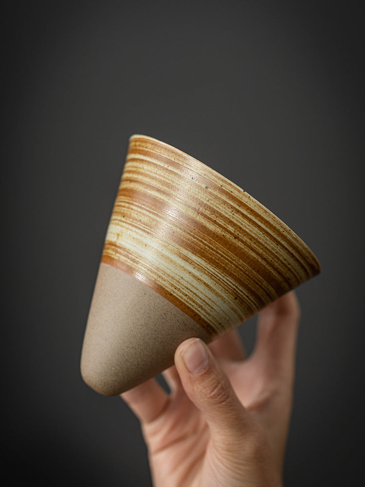 Cone Ceramic Mug with Walnut Base