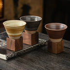 Cone Ceramic Mug with Walnut Base