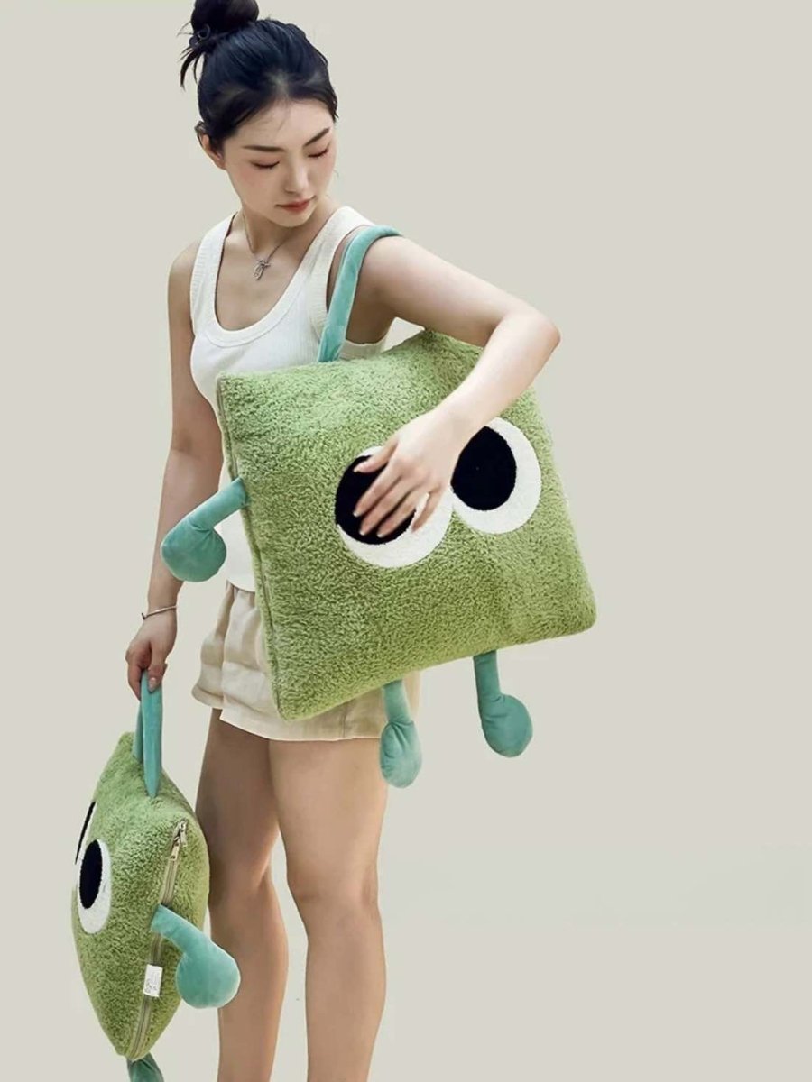 Big Eyes 2-in-1 Convertible Throw Pillow Blanket, Cute Whimsical Soft Cushion-2