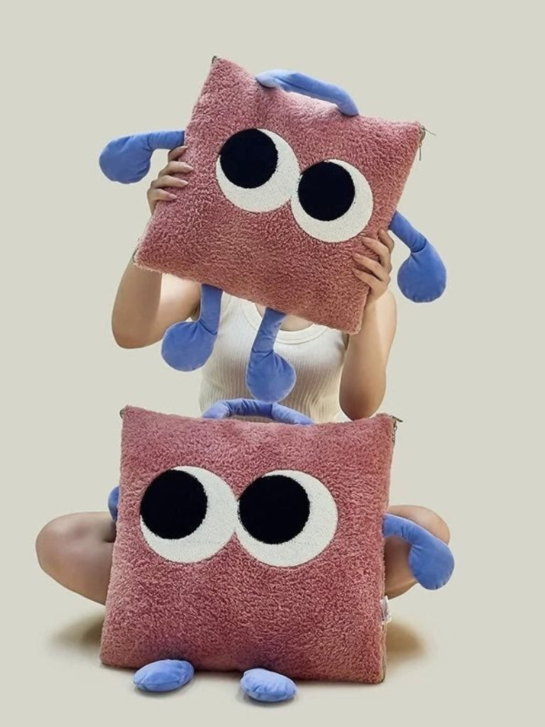 Big Eyes 2-in-1 Convertible Throw Pillow Blanket, Cute Whimsical Soft Cushion-6