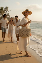 Diamond Weave Straw Tote
