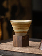 Cone Ceramic Mug with Walnut Base