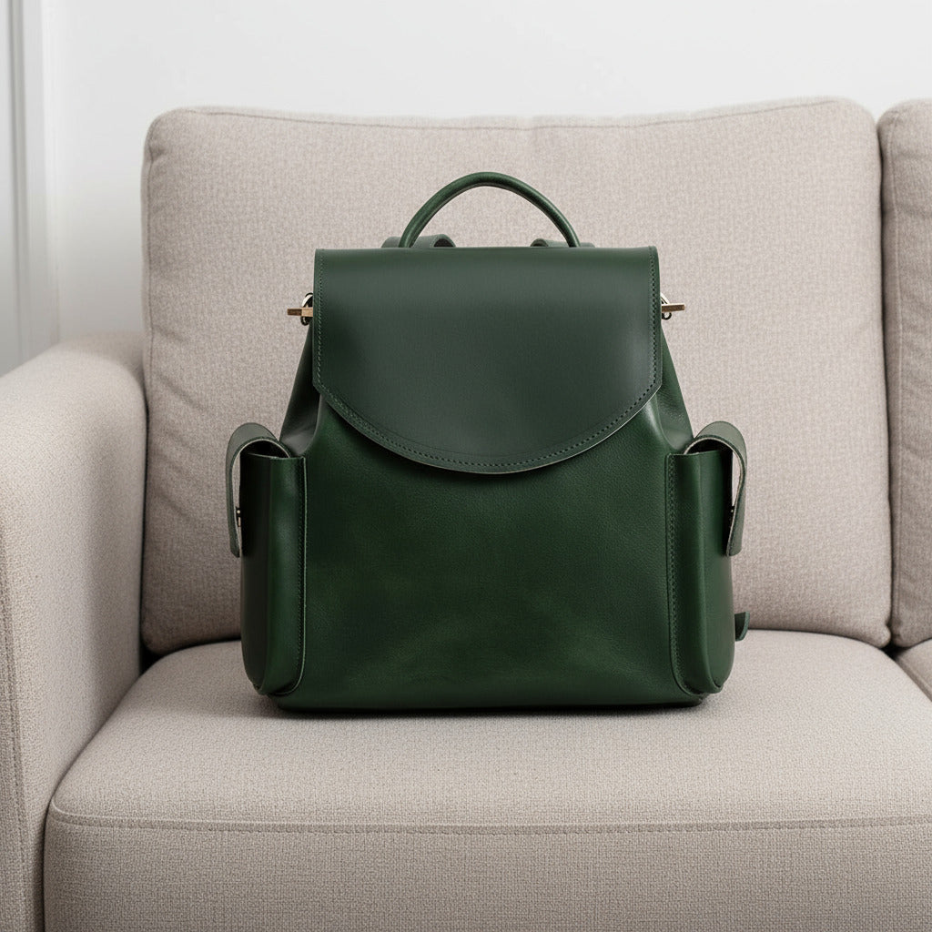 Leather backpack - Chatelet (Forest Green)-0