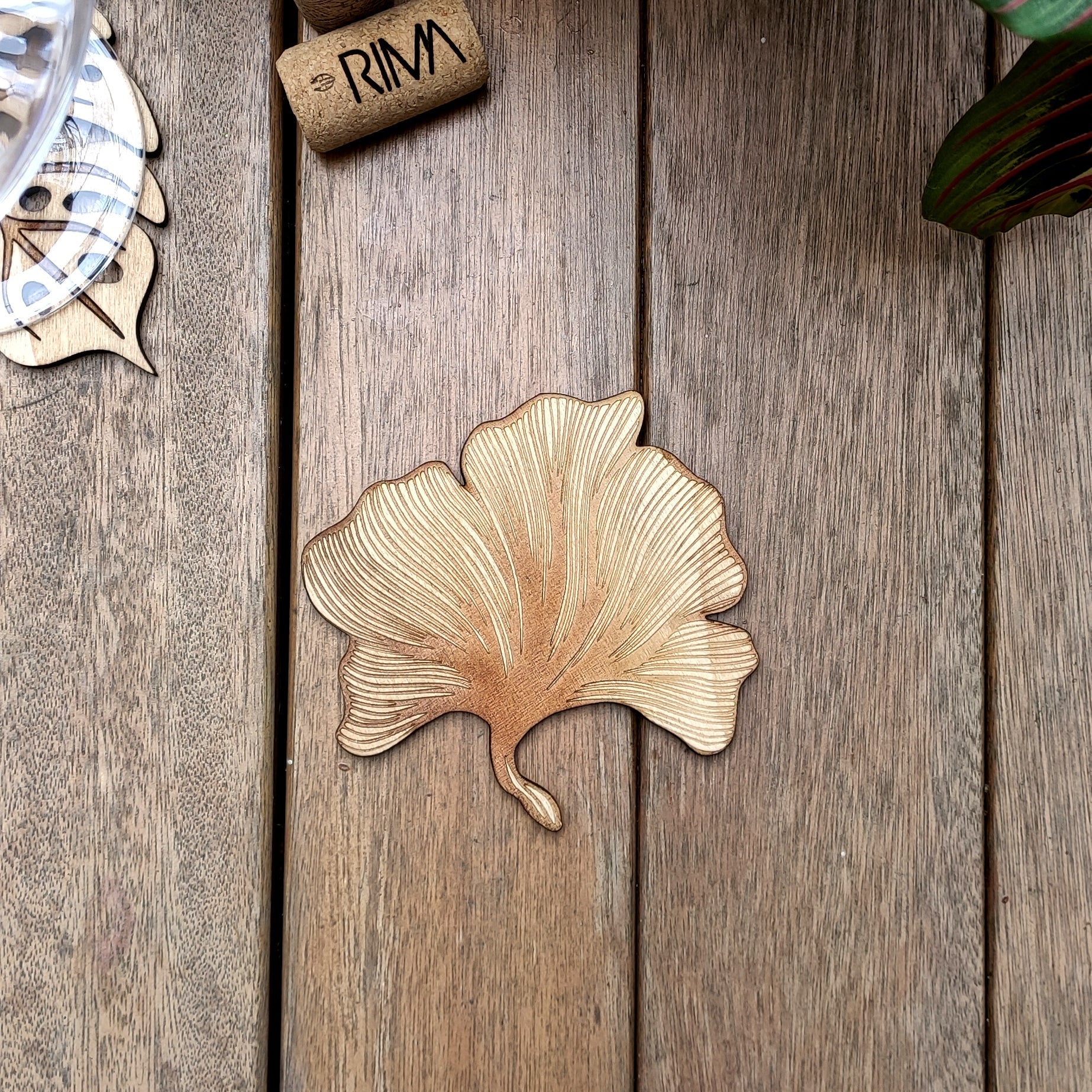 Nature-Inspired Ginkgo Leaf Wooden Pot Holder – 20cm-2